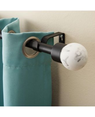Marbled Sphere Single Curtain Rod and Finial, Adjustable Length 66”-120”