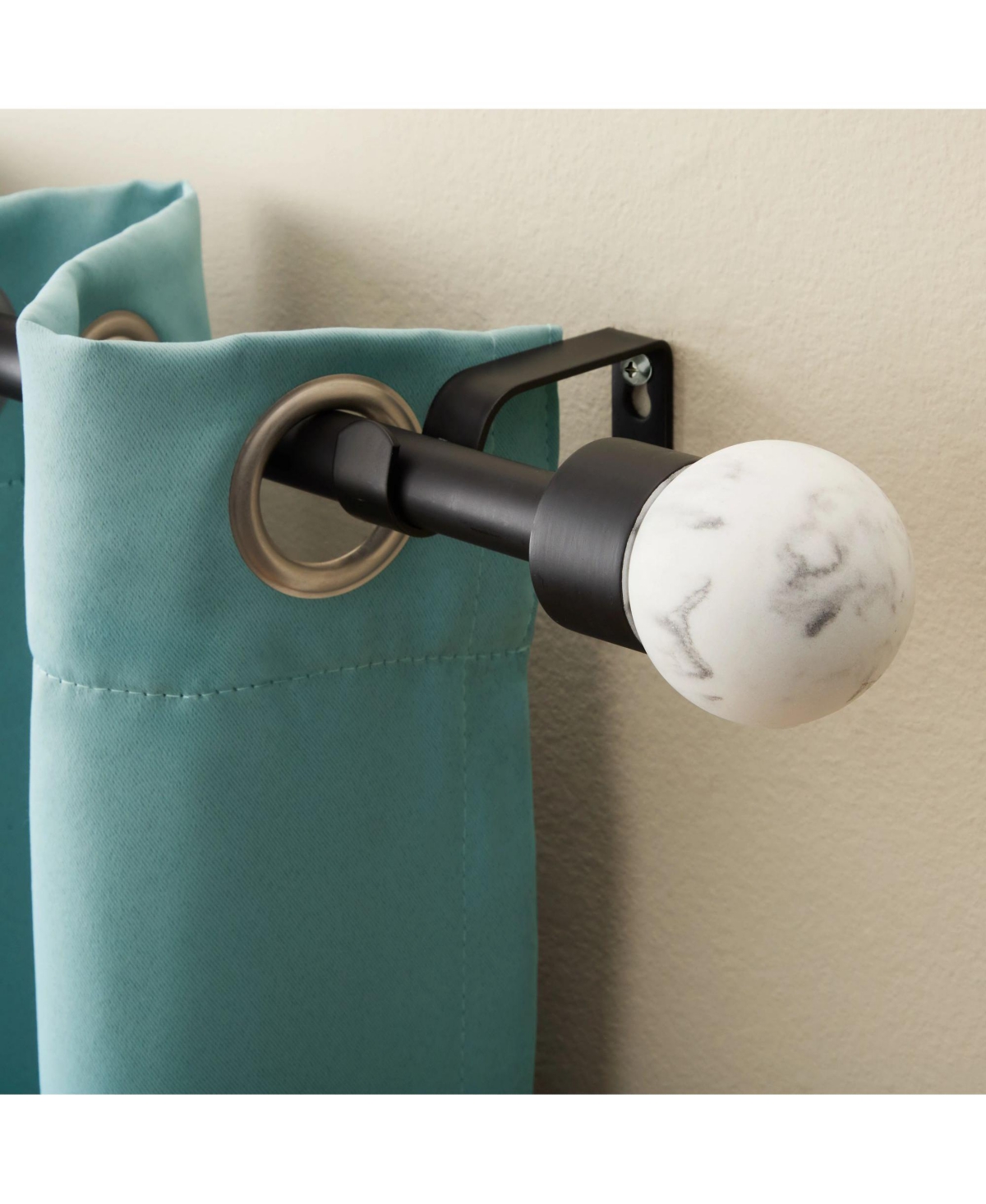 Town & Country Luxe Marbled Sphere Single Curtain Rod and Finial