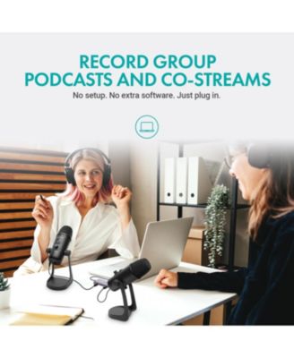 USB Podcast Equipment Bundle for 4 with USB Interface with 4 Condenser Microphones