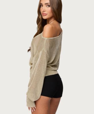 Women's Charlo Off Shoulder Shiny Knit Top