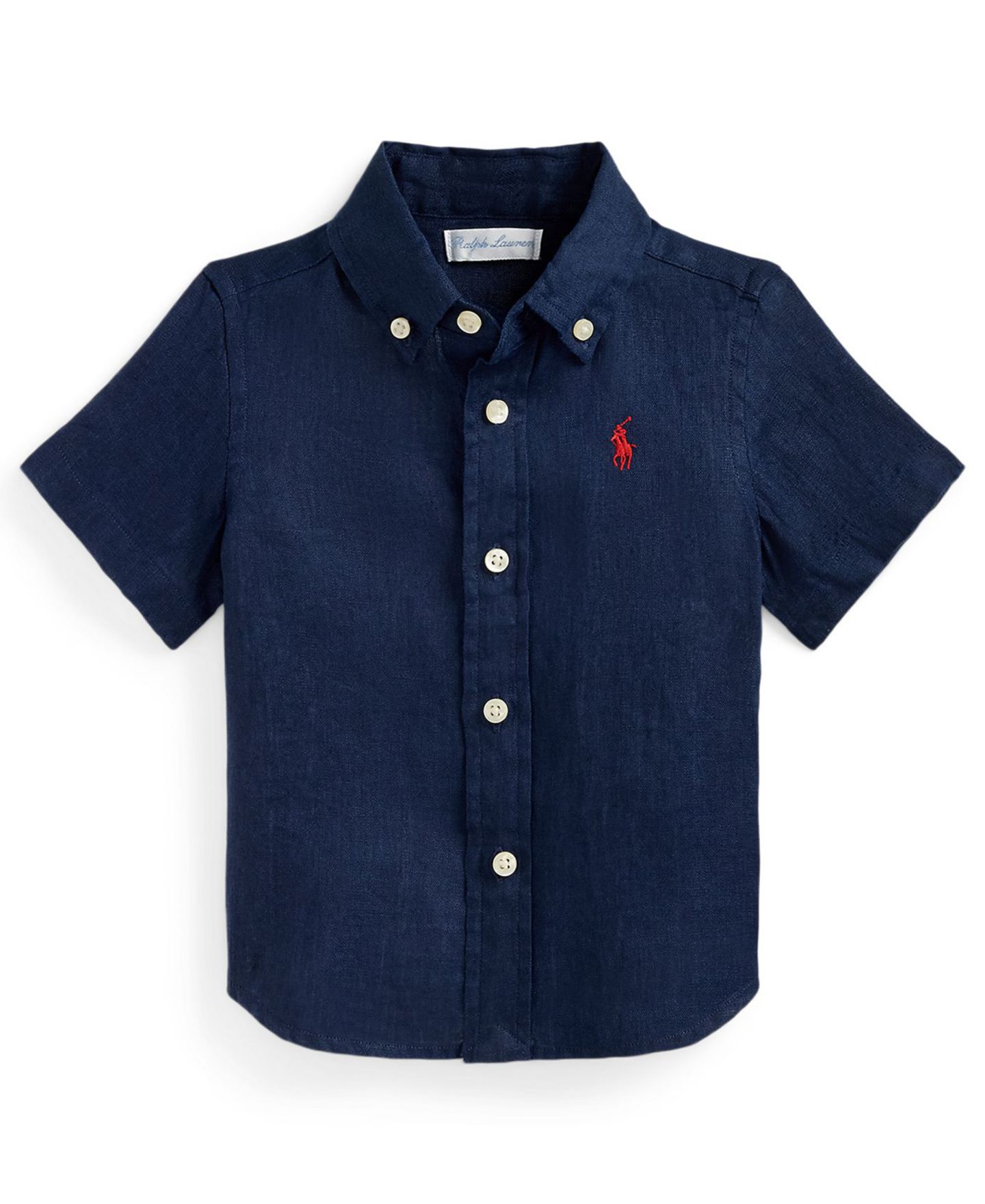Рубашка Polo Ralph Lauren Button-Down Short-Sleeve Shirt для мальчиков-малышей, цвет: Тёмно-синий — фото 1