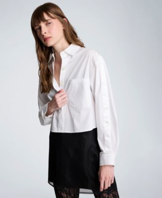 Women's Poplin Button-Front Top