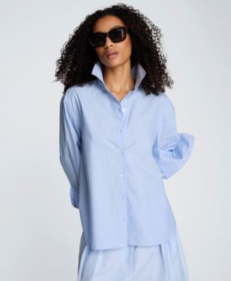 Women's Striped Woven Collared Top