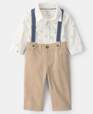 Baby Boys' Easter Bunny Long-Sleeve Bodysuit and Suspender Pants, 2-Piece Set