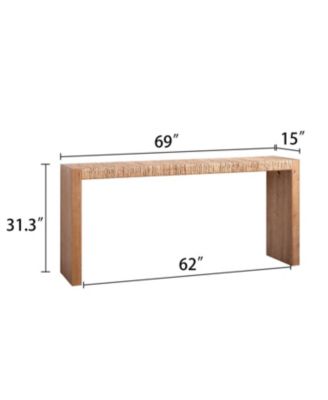  69" Natural Seagrass Console Table – Handwoven Top with Engineered Wood Frame