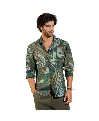 Men's Jungle Green Palm Print Casual Shirt