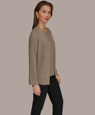 Women's Metallic V-Neck Long-Sleeve Cardigan