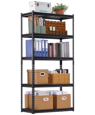 5-Tier Storage Shelves, 2000-Lb Capacity, 16"D x 36"W x 72"H, Adjustable Heavy-Duty Utility Rack, Black