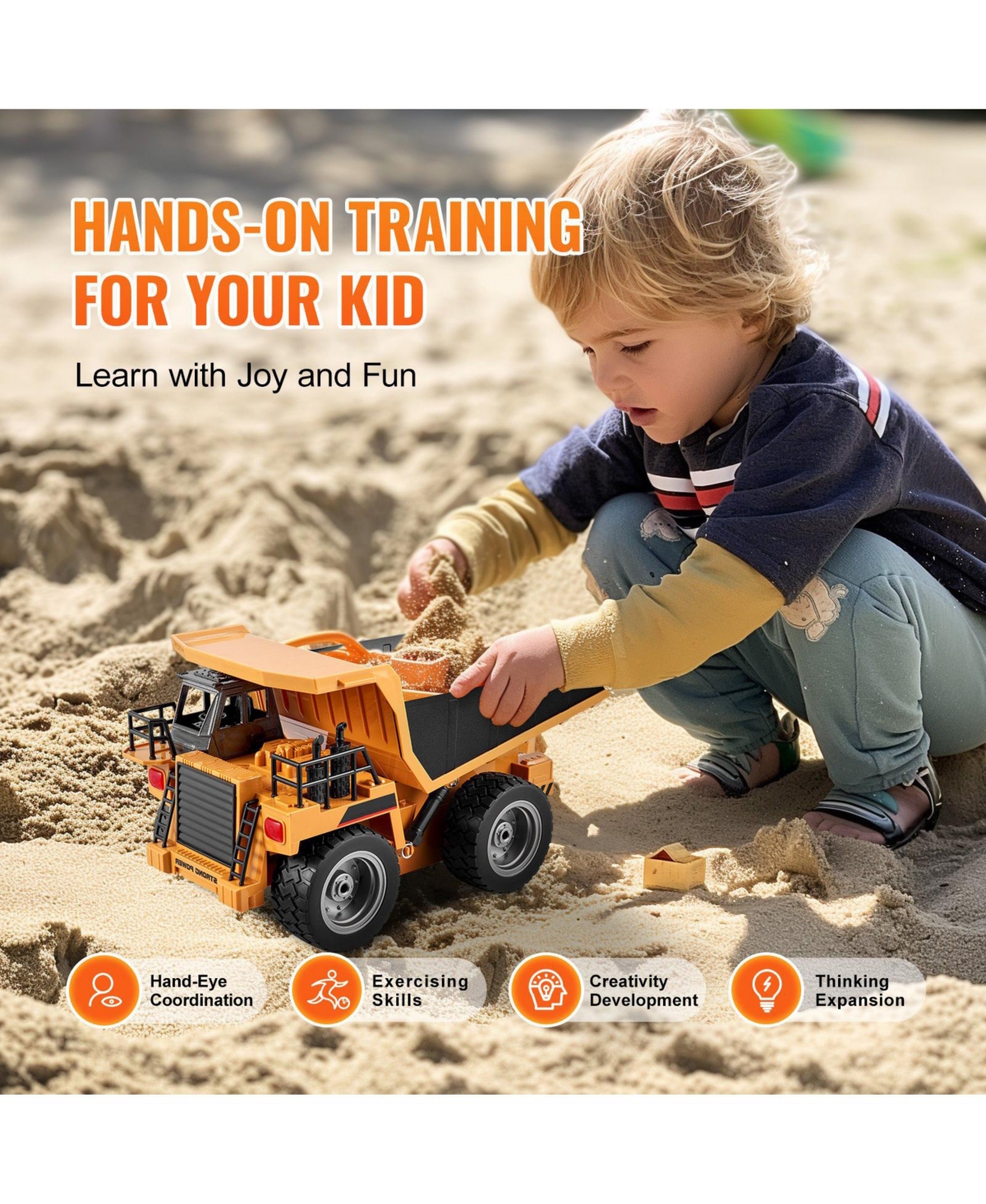 Slickblue Remote Control Construction Dump Truck Toy 1:18 Scale