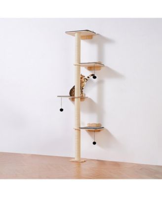 4-Piece Wall-Mounted Pine Wood Cat Shelf Set, Holds up to 40 lbs