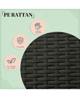 Rattan Dog House with Cream White Cushion for Outdoor in Dark Coffee