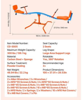 Kids Seesaw, 300 lb Capacity Sit and Spin Teeter Totter with Easy-Grip Handles for Ages 3