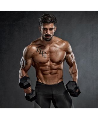 Iron Hexagonal Cast Home Exercise Dumbbell Free Weight, 30 Pounds