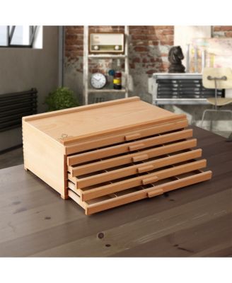 10 Drawer Wooden Artist Storage Supply Box for Pastels, Pencils, Pens, Markers, Brushes and Tools