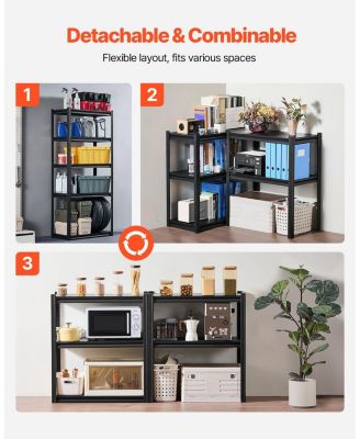 5-Tier Storage Shelves, 2000-Lb Capacity, 16"D x 32"W x 72"H, Adjustable Metal Utility Rack, Black