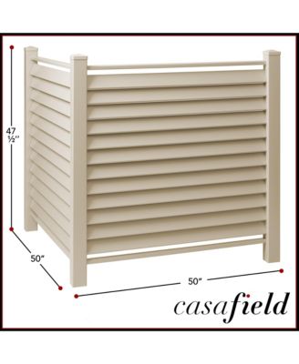 48" x 48" Louvered Privacy Screen - Outdoor Vinyl Fence Panel Enclosure for AC / Trash Bins / Pool Equipment - Tan