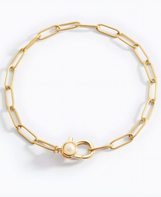 Paperclip Bracelet with Pearl Accent