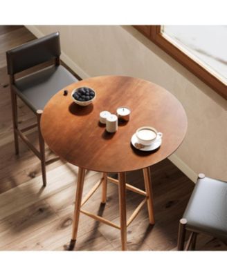 Solid Wood Bar Table, 39.37-Inch Round Bistro Table with Sturdy Frame