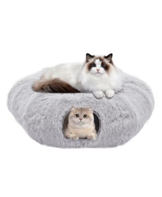 Grey Cat Tunnel with Cat Bed