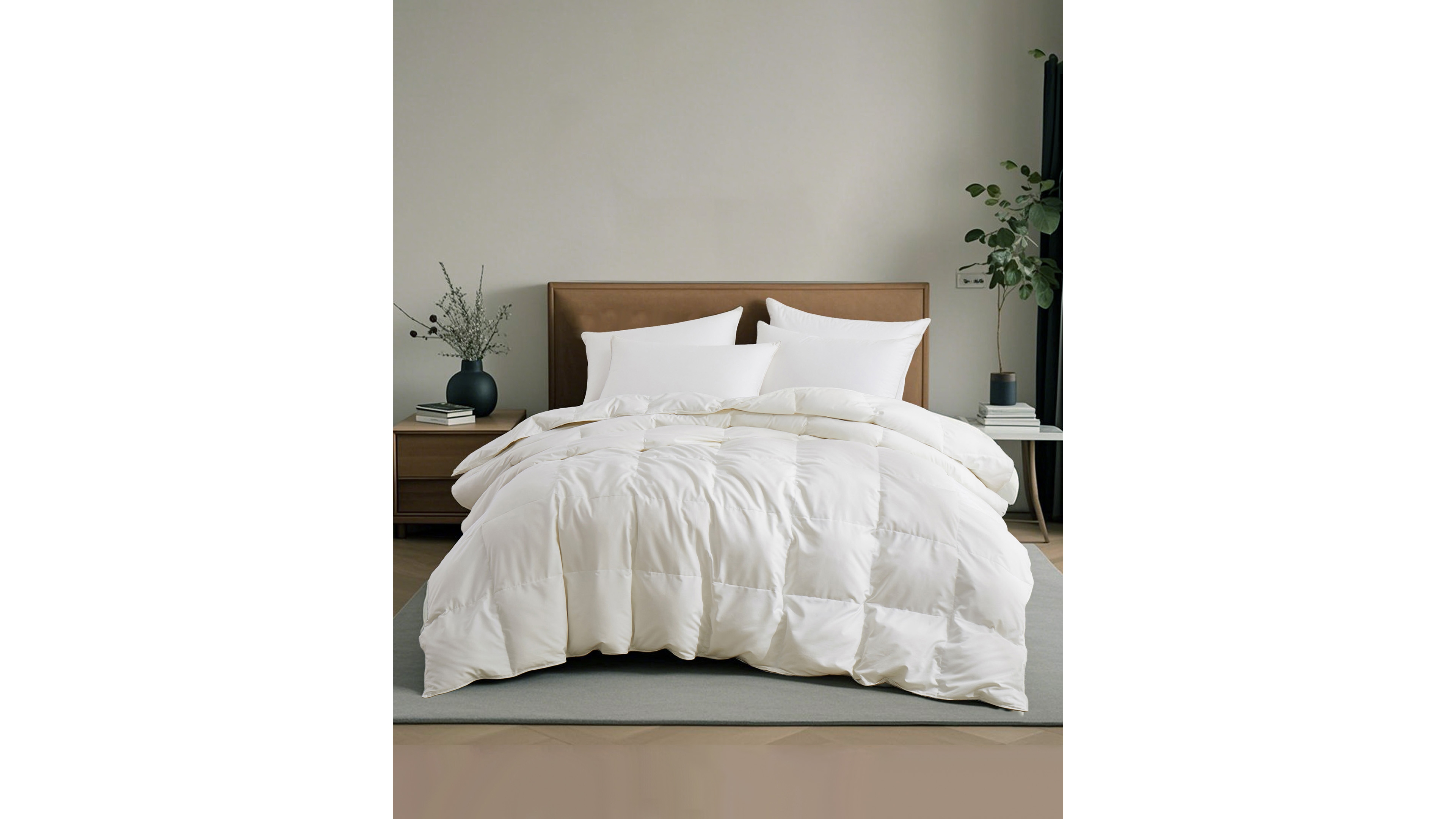 Unikome All Seasons Goose Down Feather Fiber Comforter, California King