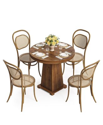 Solid Wood Round Dining Table, Small Kitchen Table for 2, Modern Farmhouse Dinner Table