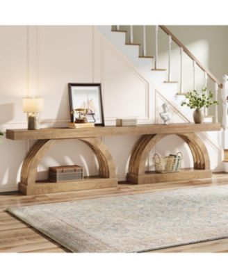 Entryway Table, 2-Tier Sofa Table Behind the Couch, Farmhouse Narrow Unique Arched Console Table