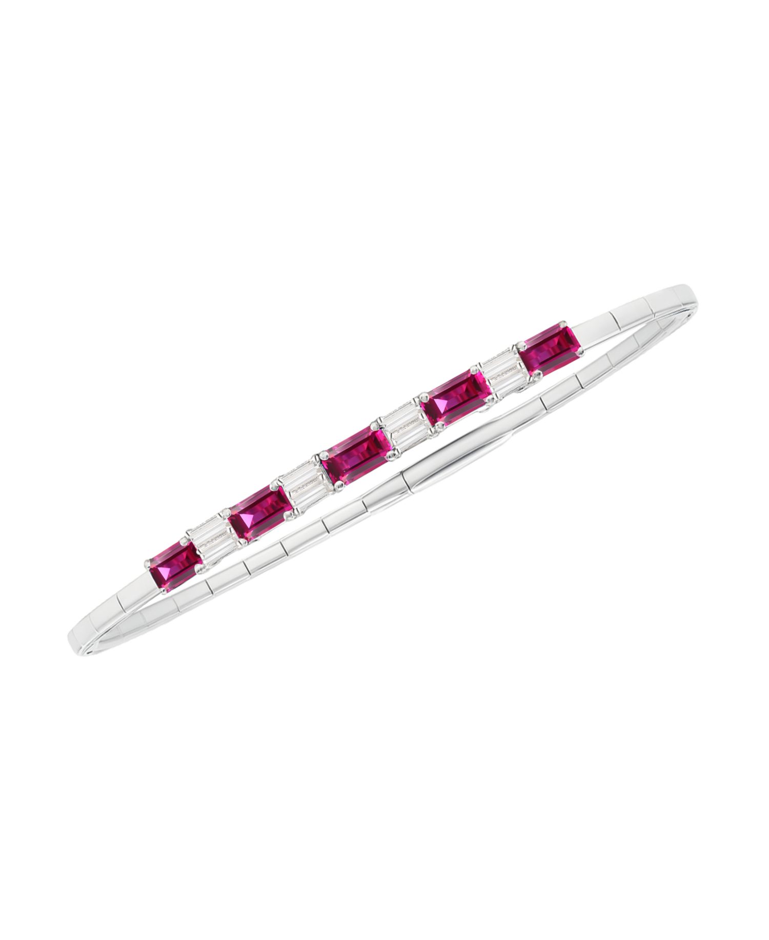 Lab Grown Emerald (1-1/3 ct. t.w.) And White Sapphire (1/3 ct. t.w.) Bracelet in Sterling Silver (Also Available in Ruby)