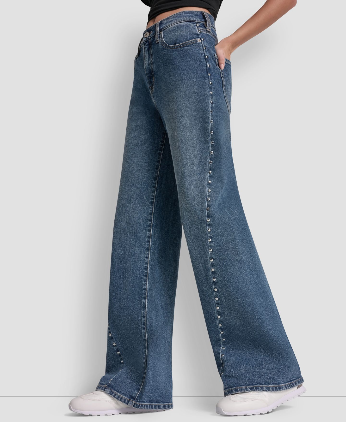 Женские джинсы DKNY Jeans Petite Studded Modern Wide Leg, цвет: Richmond — фото 3