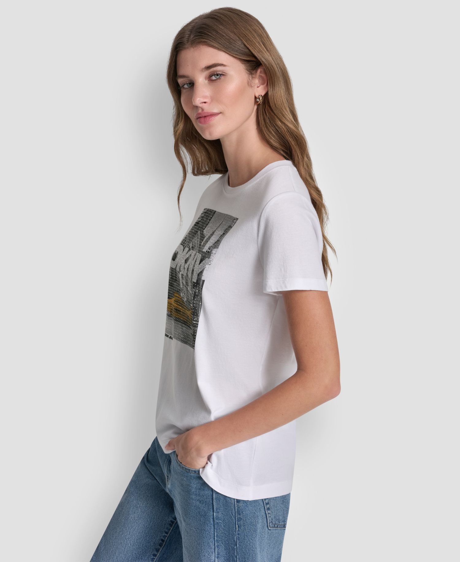 Petite Rhinestone Taxi Photoreal T-Shirt