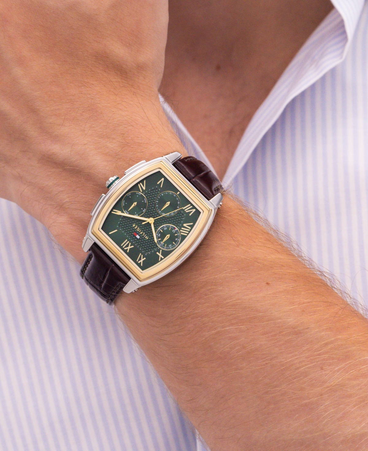 Tommy Hilfiger Men's Multifunction Dark Brown Leather Bracelet Watch, 36mm