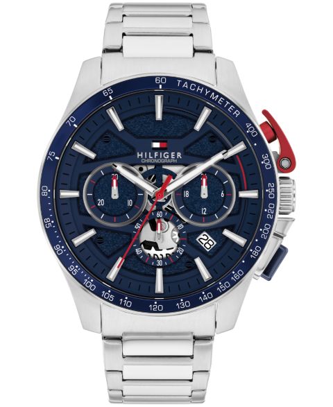 Мужские часы Tommy Hilfiger Chronograph Silver Tone Stainless Steel Bracelet Watch, 44mm