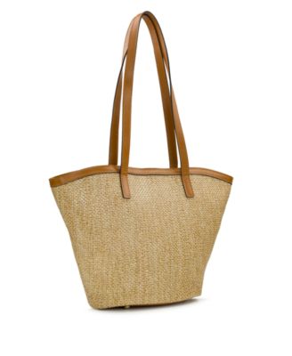 Marconia Small Straw Tote Bag with French Hydrangeas Scarf 