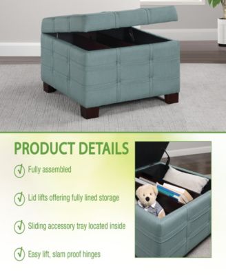 17.25" Leather Detour Strap Square Storage Ottoman