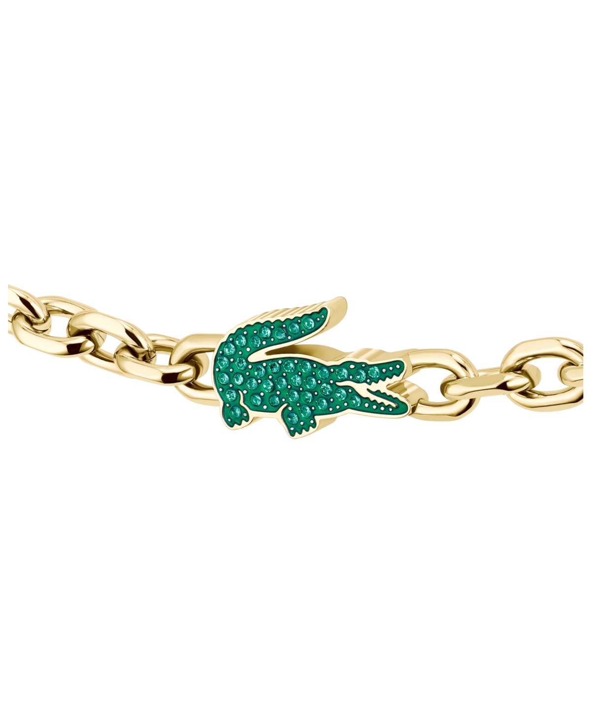 Lacoste Men's Arthor Green Crystal Silver-Tone Crocodile Bracelet
