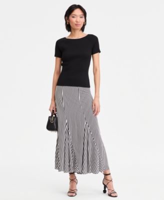 Women's Tipped Rib-Knit Short-Sleeve Top