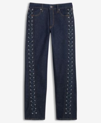 Women's Lace-Up Straight-Leg Jeans