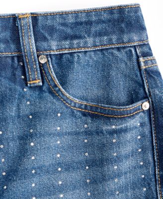 Women's Crystal-Embellished Straight-Leg Jeans