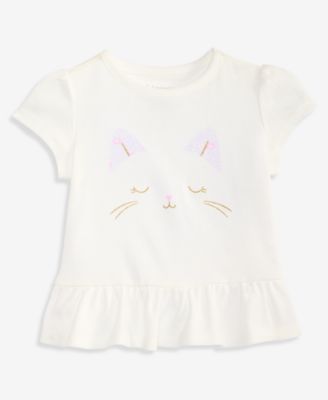 Baby Girls' 3M-24M Mix and Match Cat Face Peplum T-Shirt