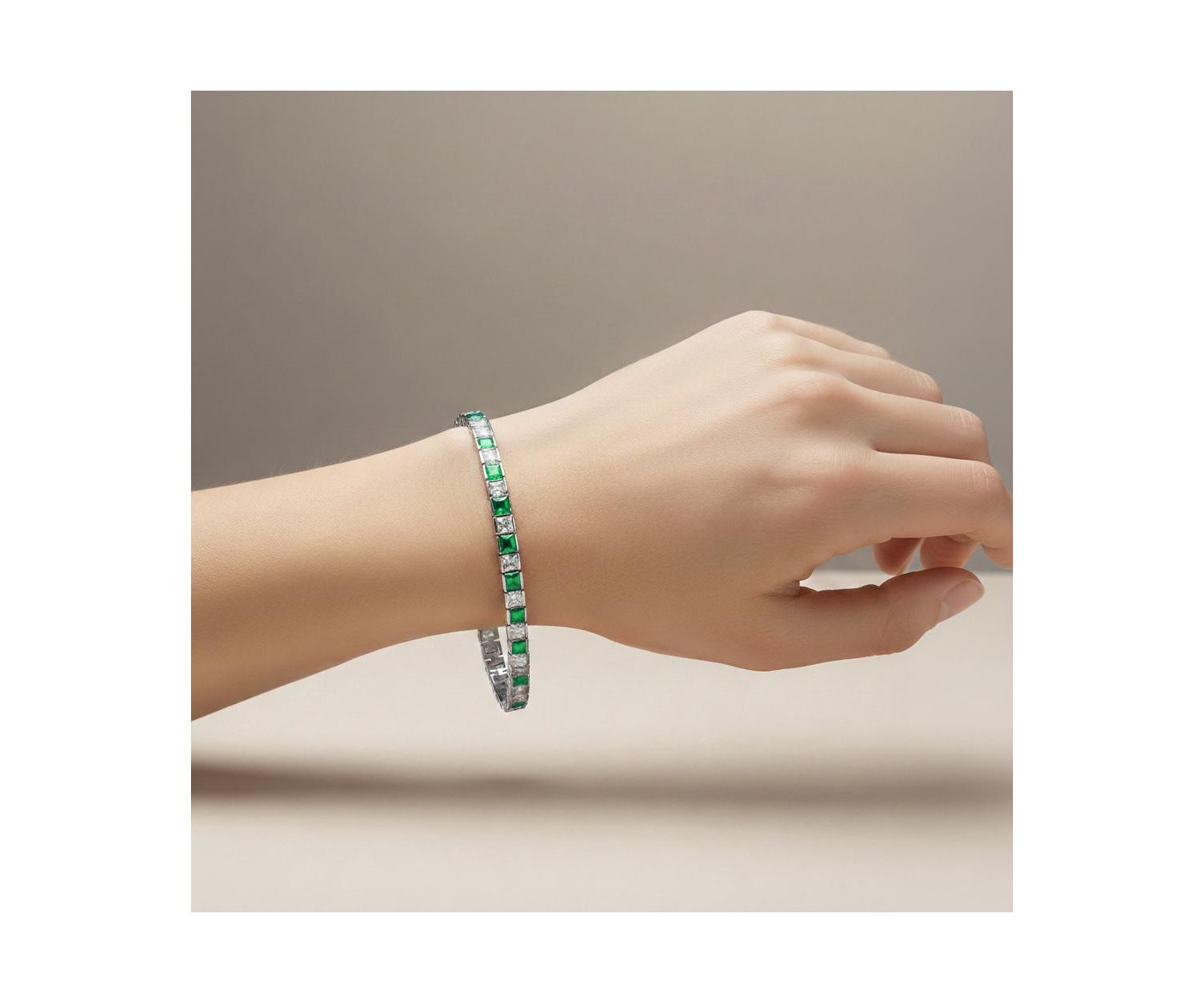 Modern Plated Alternating CZ Tennis Bracelet