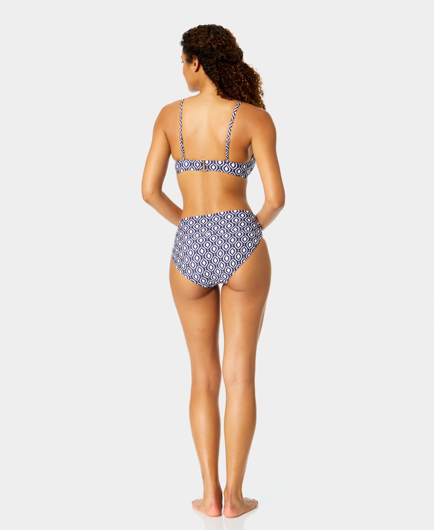 Women's V-Wire Elongated Underwire Bikini Top and High-Waist Bikini Bottoms