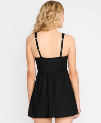 Women's D-Cup SlenderSuit Wrap Mini Swim Dress One Piece Swimsuit