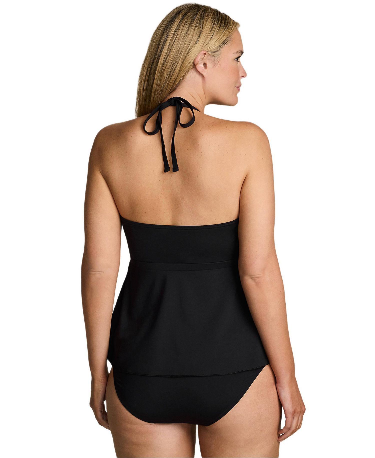 Plus Size Flutter High Neck Halter Tankini Top