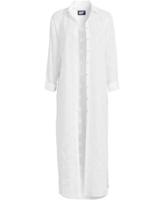 Women's Eyelet Button Down Maxi Cover-up Dress