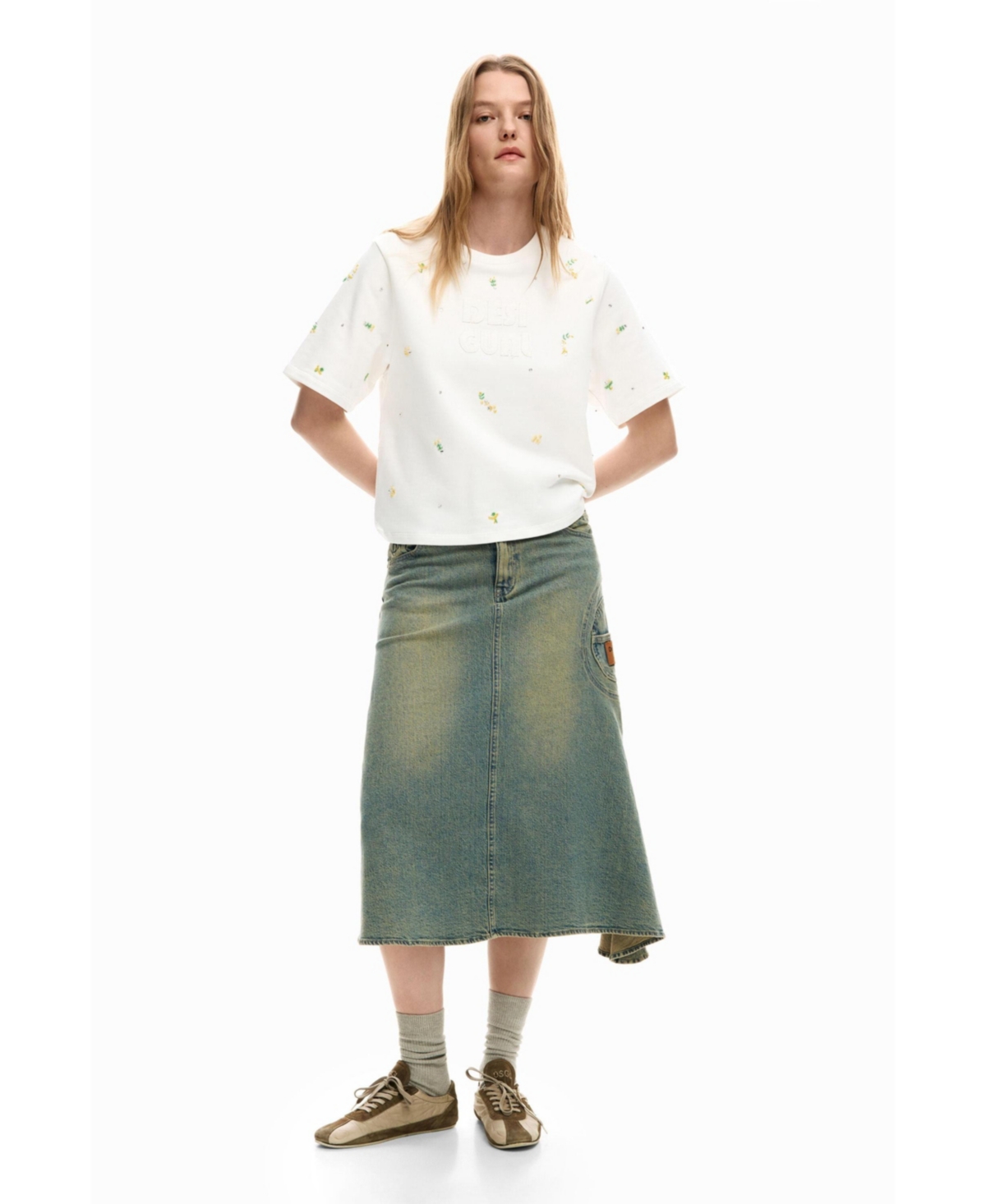 Desigual Women's Asymmetric denim skirt