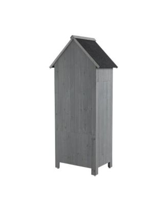 30.3inch L x 21.3inch W x 70.5inch H Outdoor Storage Cabinet Tool Shed Wooden Garden Shed Gray