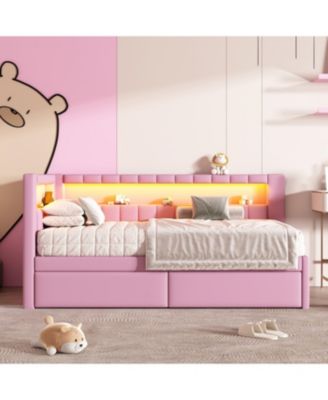 Twin Platform Bed w/ USB & LED 2 Drawers