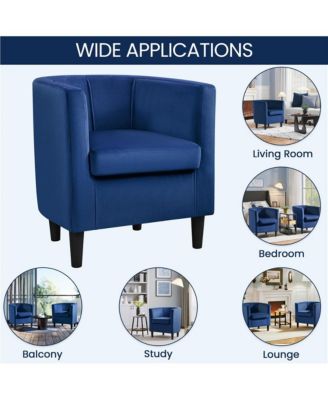 Yaheetch Single Piece Velvet Fabric Barrel-shaped Upholstered Accent Arm Chair