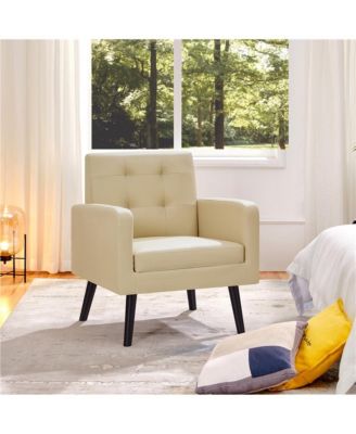 Modern Faux Leather Arm Chair Tufted Accent Chair