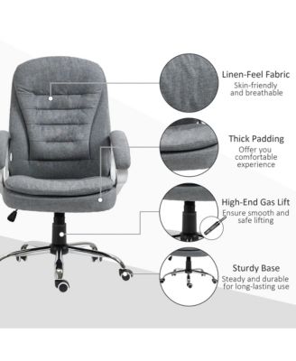 Executive Swivel Office Computer Chair W/ Armrests Linen Fabric