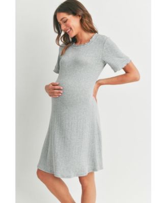 Maternity Lounge Ribbed Knit Short Sleeve Dress